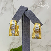 Tri-Tone Gold Plated Jewelry Set - Pendant & Earrings