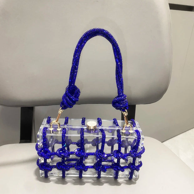 handmade Rhinestones Evening bag silver Crystal handmade Bags