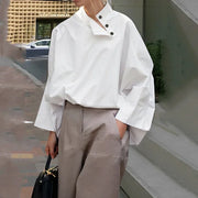 Oversized White Button-up Blouse Top