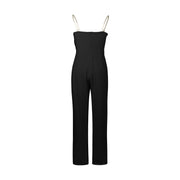 Women Jumpsuit Feather Tube Top Sexy Evening Party Jump Suits Sleeveless High-waisted Straight Playsuits Night Clubwear Overalls