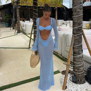 Sexy Beach Vacation Dress See Through Backless