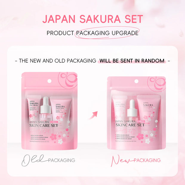 3pcs/set Sakura Skin Care Sets Face Cream Serum Eye Cream Face
