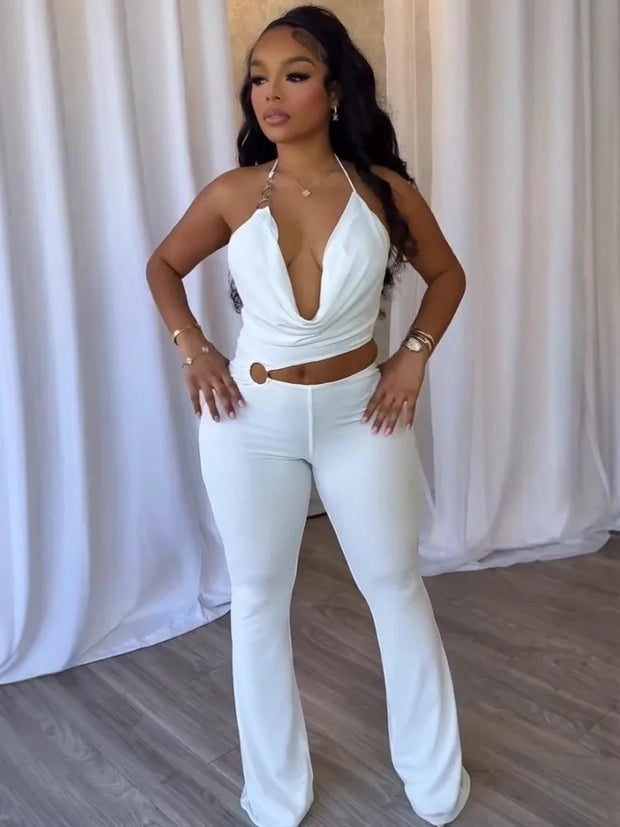 Plunge Neck Belted Jumpsuit
