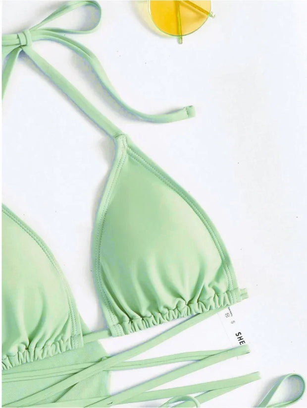 Tassel Tie Bikini Set with Cover-Up