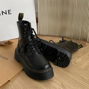 Women Boots Goth Casual Shoes Woman Leather Chelsea Classic Motorcycle Female Goth Shoes High Platform Boots Women Botas Mujer
