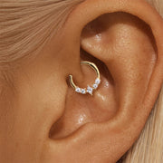 Sterling Silver Zircon Nose Ring - Elegant 925 Hoop