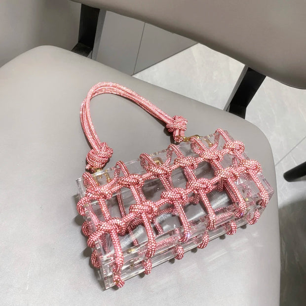 handmade Rhinestones Evening bag silver Crystal handmade Bags