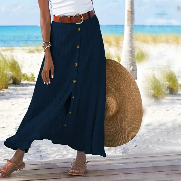 Casual Chic Button-Down Midi Skirt