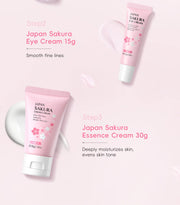 3pcs/set Sakura Skin Care Sets Face Cream Serum Eye Cream Face
