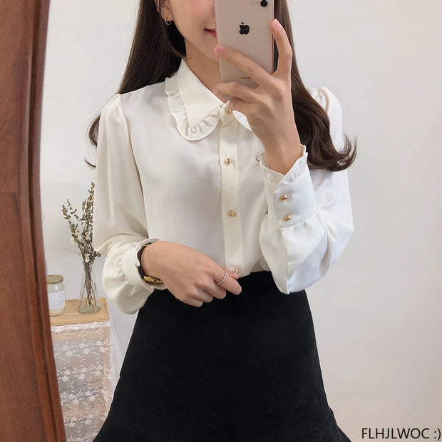 Bow Tie Long Sleeve Blouse Top