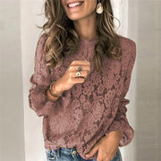 Romantic Lace Long-Sleeve Blouse - Fall Elegance