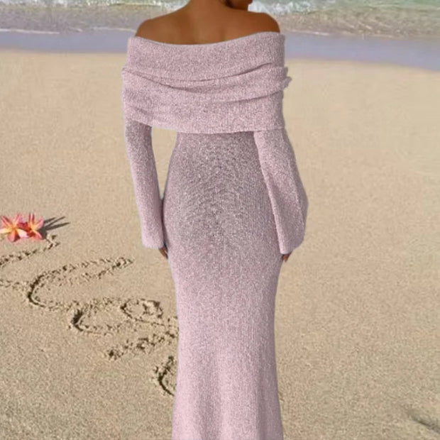 Knitted Off-Shoulder Maxi Beach Dress