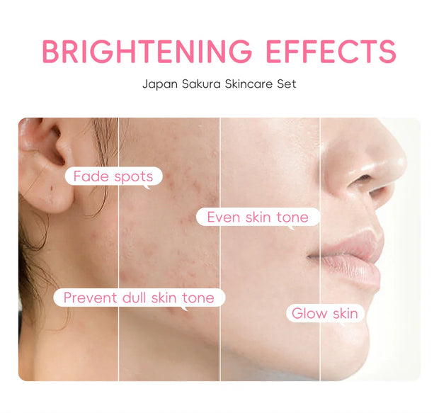 3pcs/set Sakura Skin Care Sets Face Cream Serum Eye Cream Face