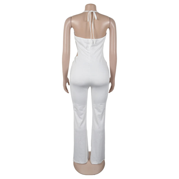 Plunge Neck Belted Jumpsuit