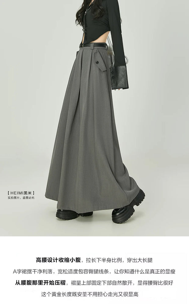 Elegant Casual Pleated Maxi Skirt