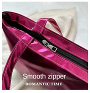 Shiny Metallic Leather Tote  Bag