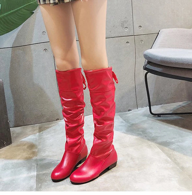 Women  Knee High Boots Red Black White Tall Boots