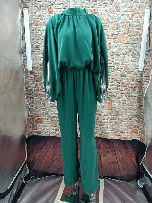 Elegant Cape Sleeve Jumpsuit - Autumn Chic