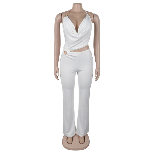Plunge Neck Belted Jumpsuit