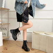 Women Boots Goth Casual Shoes Woman Leather Chelsea Classic Motorcycle Female Goth Shoes High Platform Boots Women Botas Mujer