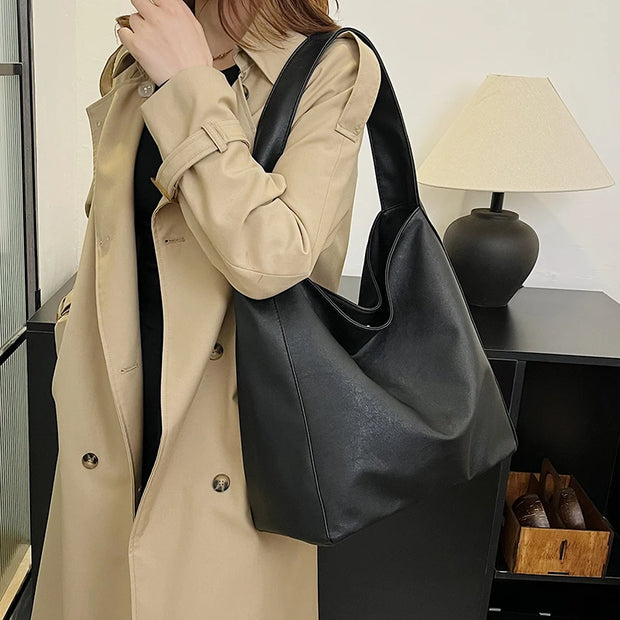 Classic Bucket Shoulder Bag - Large Capacity Everyday Tote