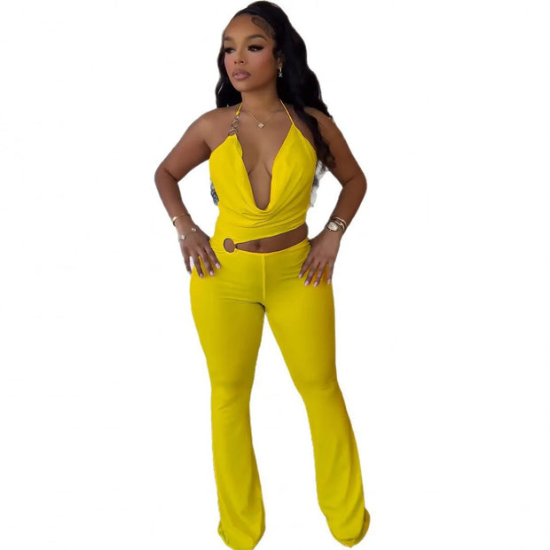 Plunge Neck Belted Jumpsuit