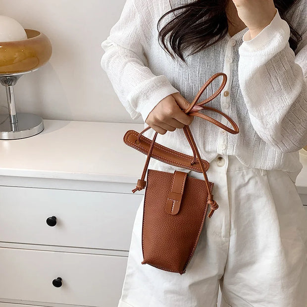 Women's Mobile Phone Bag Female Messenger Shoulder Bags Crossbody Retro PU Leather Bags Mini Handbags New Girls Purse Designer