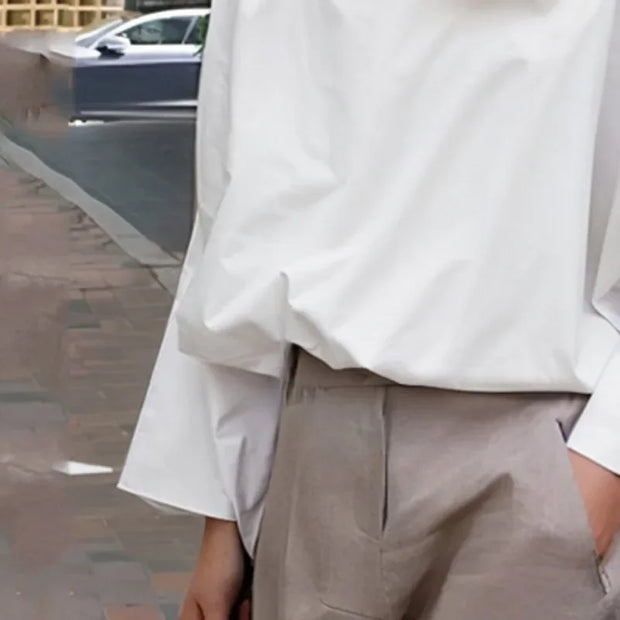 Oversized White Button-up Blouse Top