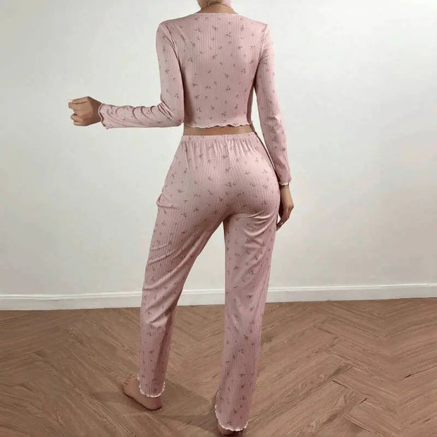 Cozy Bloom Printed Pajama Set