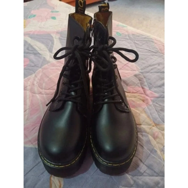Women Boots Goth Casual Shoes Woman Leather Chelsea Classic Motorcycle Female Goth Shoes High Platform Boots Women Botas Mujer