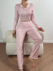 Cozy Bloom Printed Pajama Set