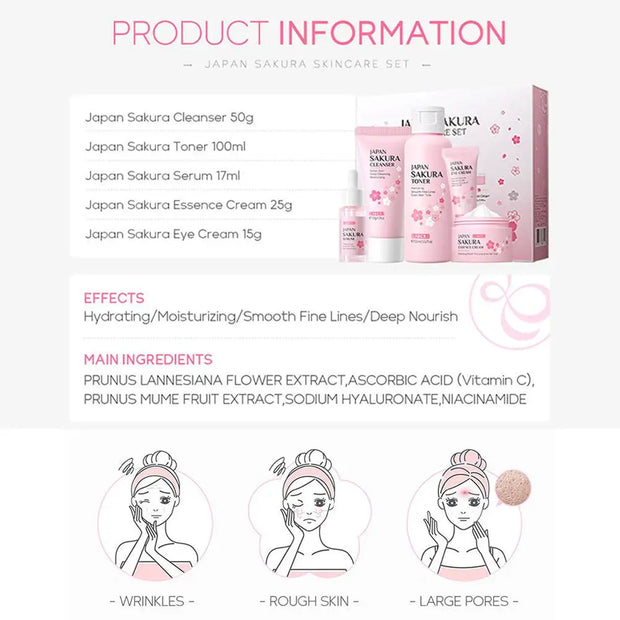 Sakura Skincare Essentials Set - Travel or Gift Pack