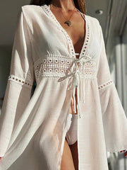 Boho Crochet Long-Sleeve Cover-Up
