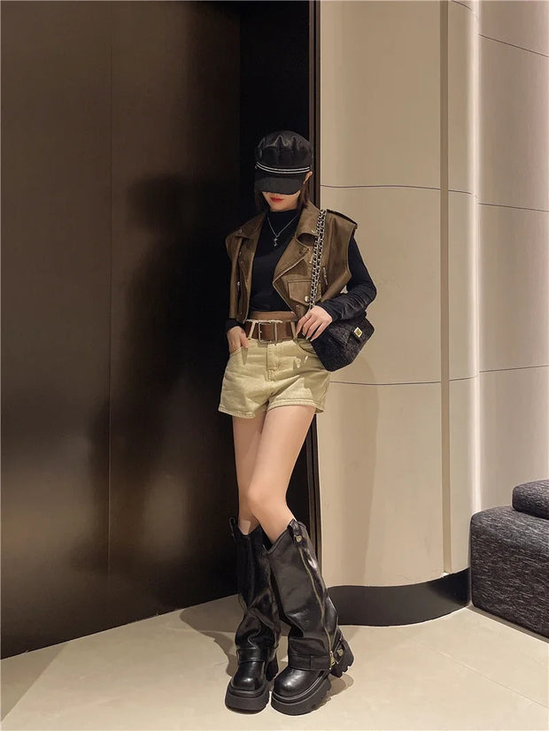 Retro High Western Boots - Bold Streetwear Look