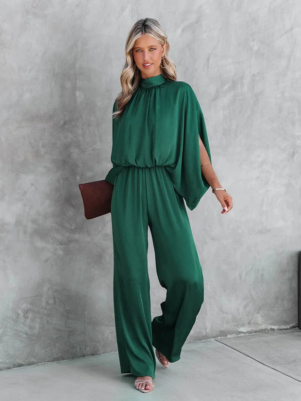 Elegant Cape Sleeve Jumpsuit - Autumn Chic