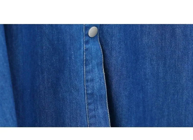 Vintage Denim Shirt Dress Female