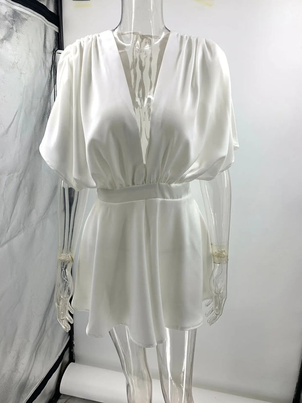 Jump Suits for Women 2025 Summer New Deep V Temperament Commuter Low-cut Sexy Fashion Waist Satin Jumpsuit Women Monos Mujer
