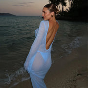 Sexy Beach Vacation Dress See Through Backless
