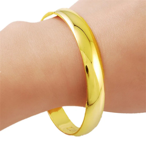 Glossy Gold-Plated Bangle - 24K Inspired Bracelet