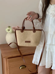 Woven Straw Crossbody Tote