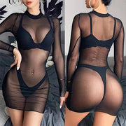 Sheer Mesh Mini Dress - Sexy Beachwear