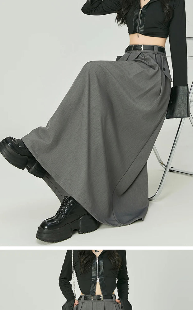 Elegant Casual Pleated Maxi Skirt