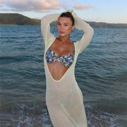 Sexy Beach Vacation Dress See Through Backless