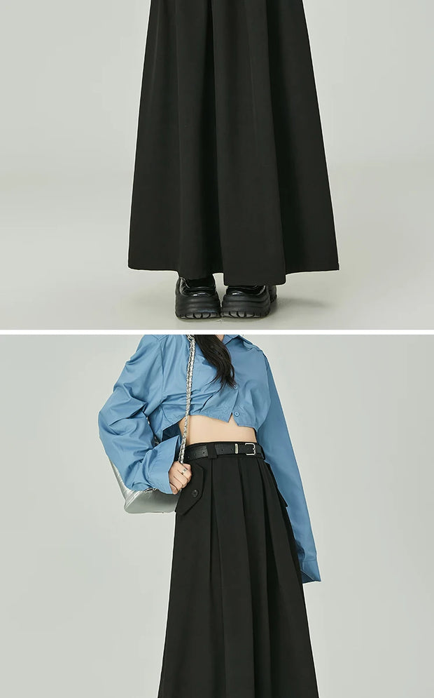 Elegant Casual Pleated Maxi Skirt