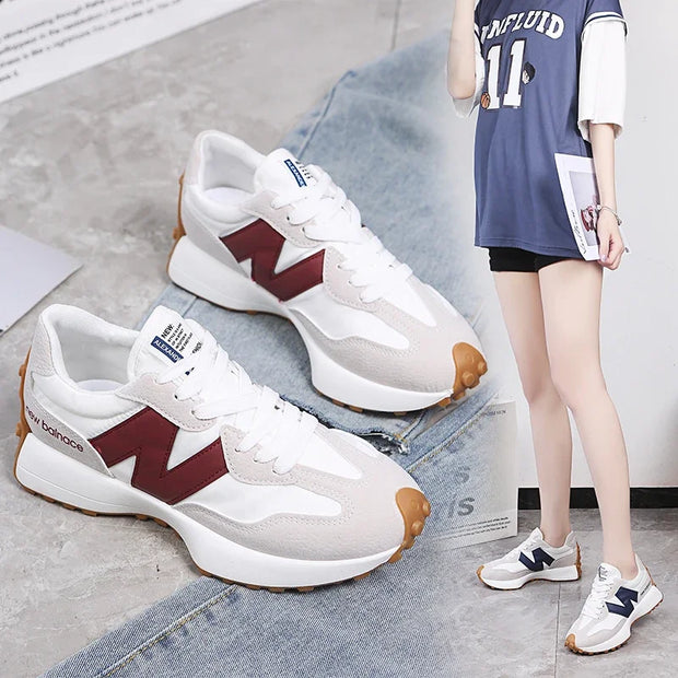 Trendy Luxe Running Sneakers - Neutral Tones