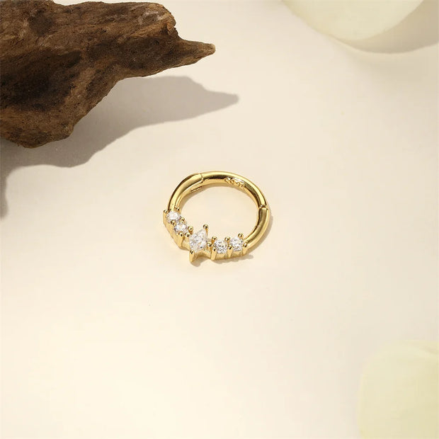 Sterling Silver Zircon Nose Ring - Elegant 925 Hoop