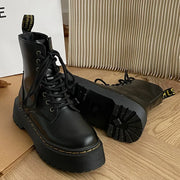 Women Boots Goth Casual Shoes Woman Leather Chelsea Classic Motorcycle Female Goth Shoes High Platform Boots Women Botas Mujer