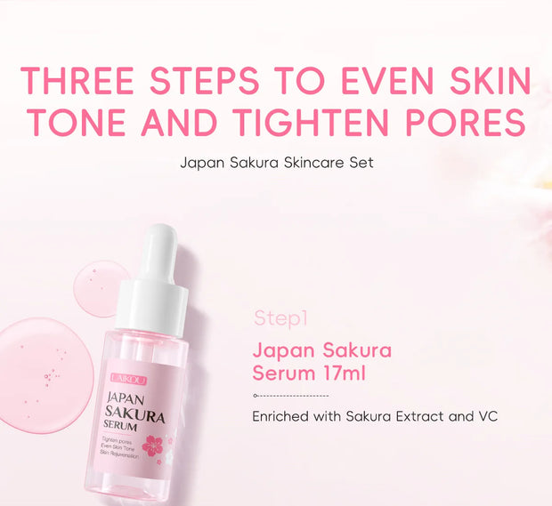 3pcs/set Sakura Skin Care Sets Face Cream Serum Eye Cream Face