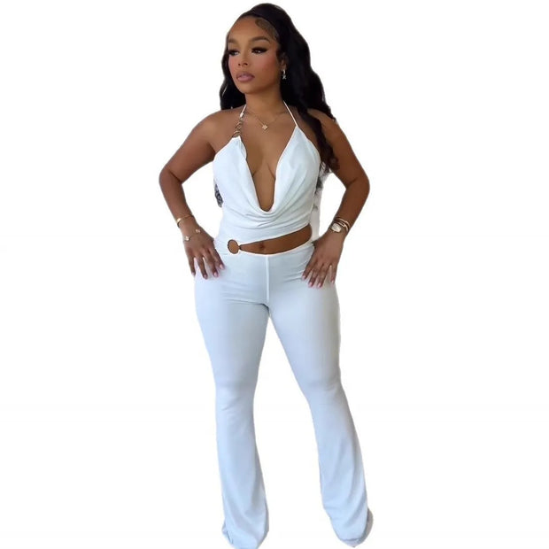 Plunge Neck Belted Jumpsuit