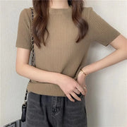 Blusas Mujer Blouses Top FemmeTops Women Blusas Mujer De Moda Verano Short Sleeve Knit Blouse Women Knitted Pullovers 2025